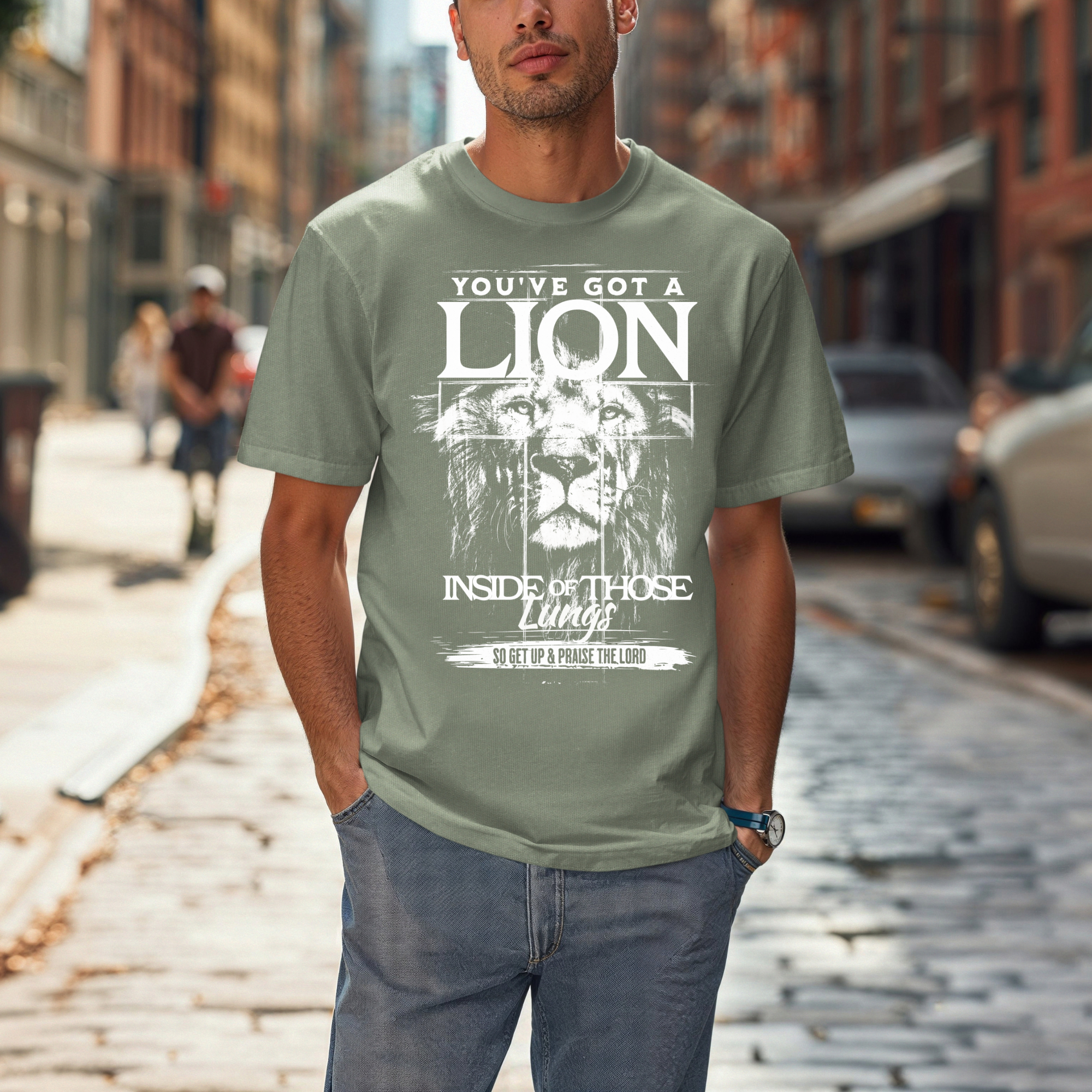 Inspirational Lion T-Shirt, Motivational Tee, Gift for Him, Spiritual Shirt, Encouragement Apparel, Encouraging Quote Clothing