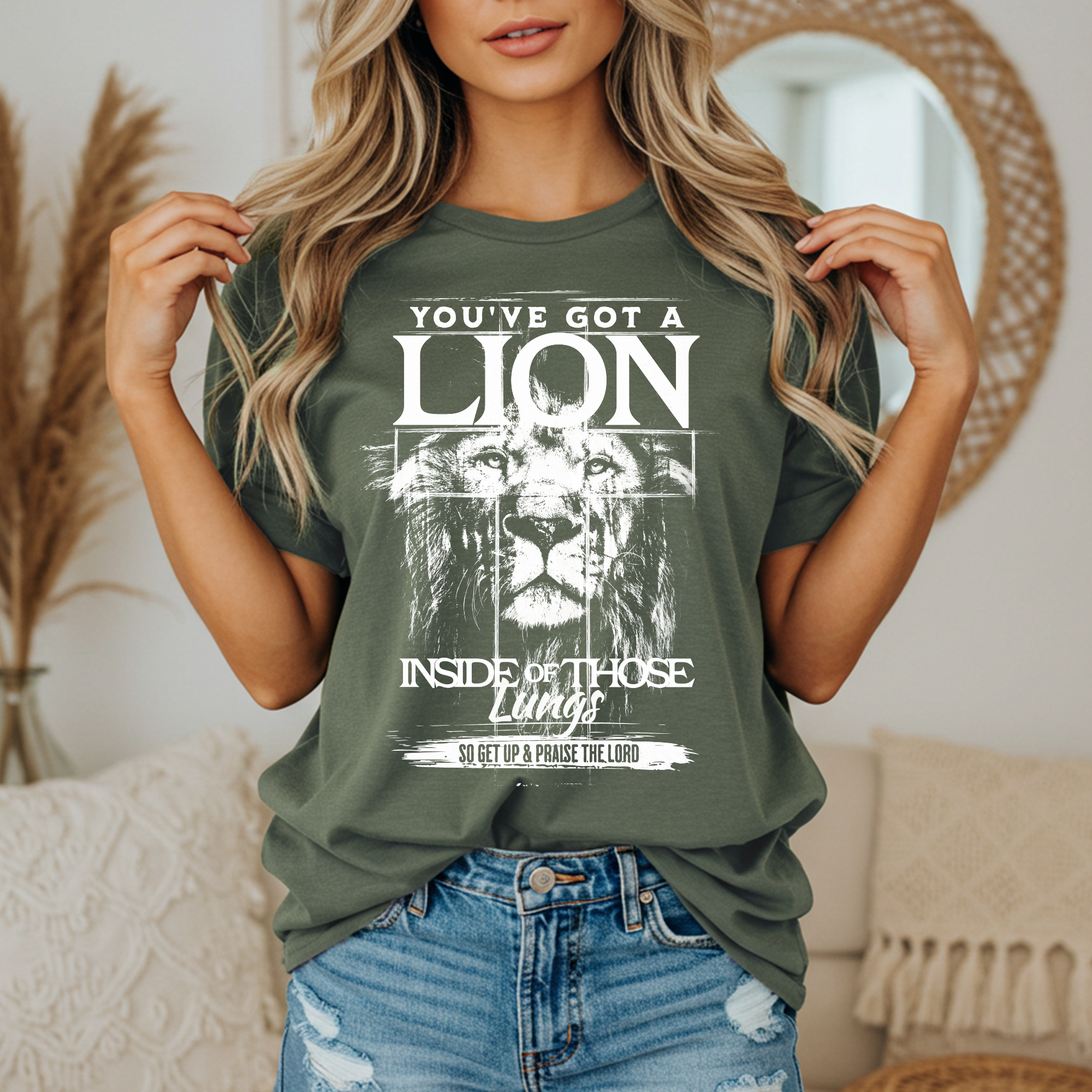 Inspirational Lion T-Shirt, Motivational Tee, Gift for Him, Spiritual Shirt, Encouragement Apparel, Encouraging Quote Clothing