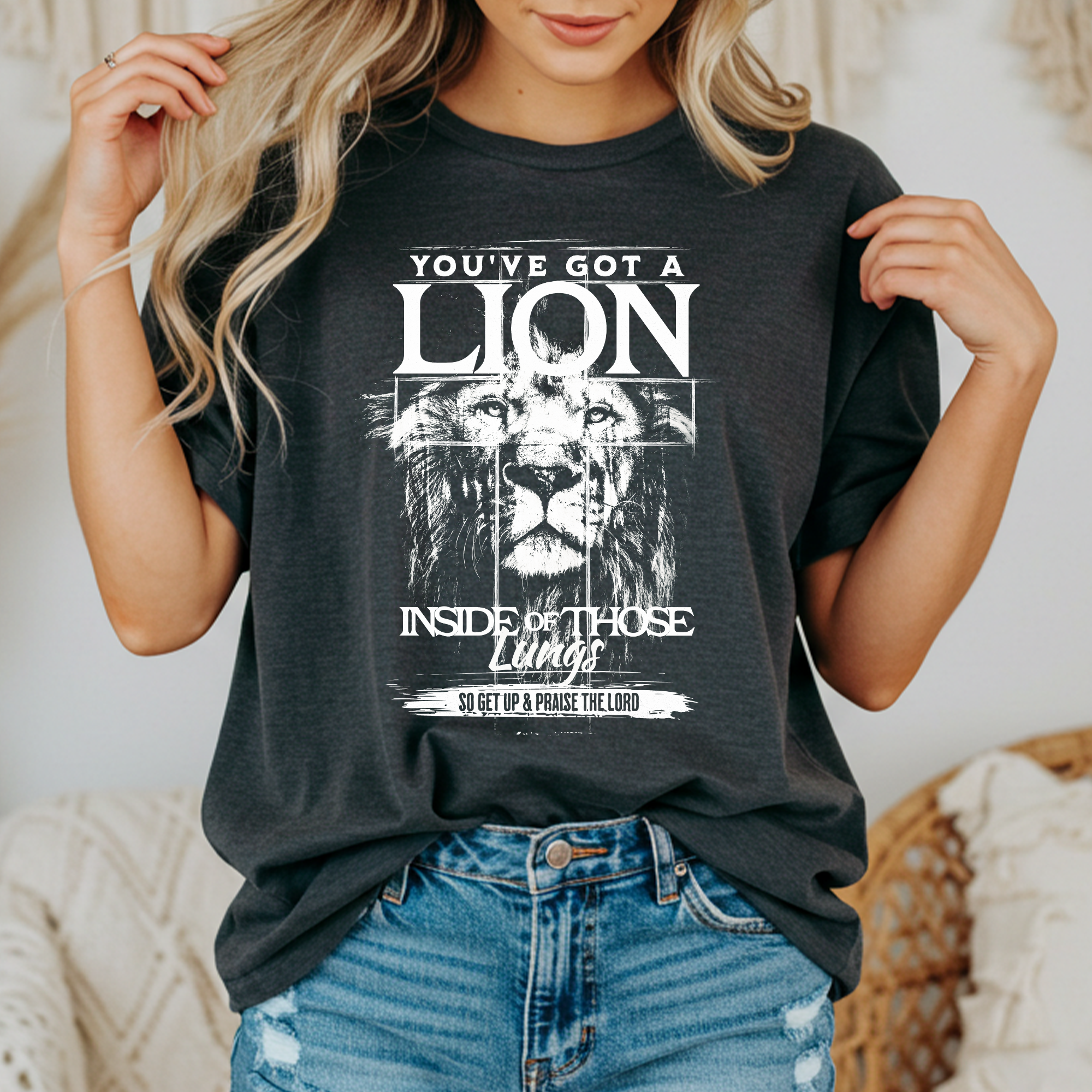 Inspirational Lion T-Shirt, Motivational Tee, Gift for Him, Spiritual Shirt, Encouragement Apparel, Encouraging Quote Clothing