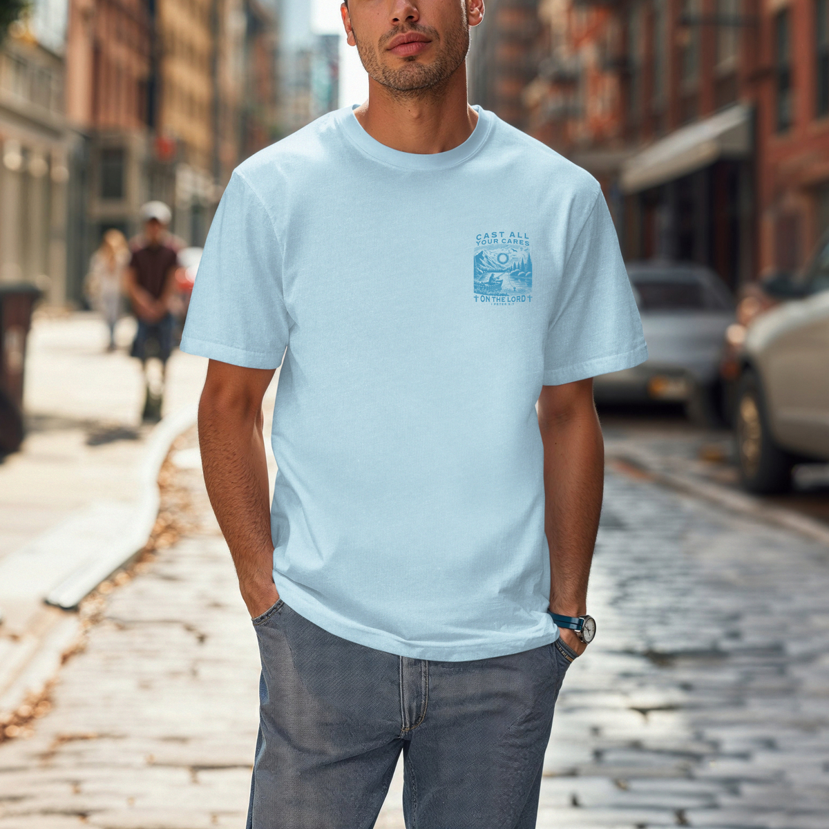 Christian Unisex Garment-Dyed T-shirt - Cast all your worries on Him